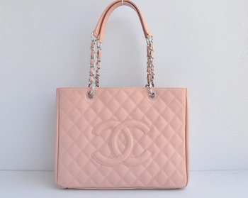 Replica Chanel Patent Leather Shopper Tote Handbags A20995 Pink Silver Chain On Sale